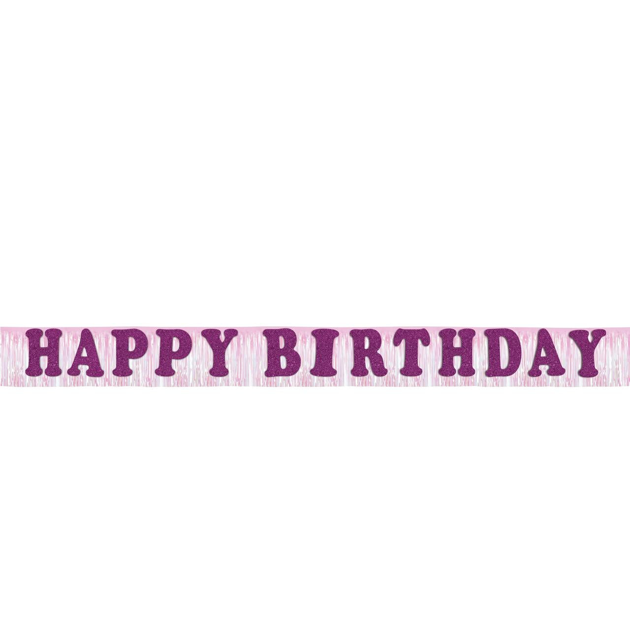 Pink Happy Birthday Foil Fringe Party Banner, 7', by Way To Celebrate