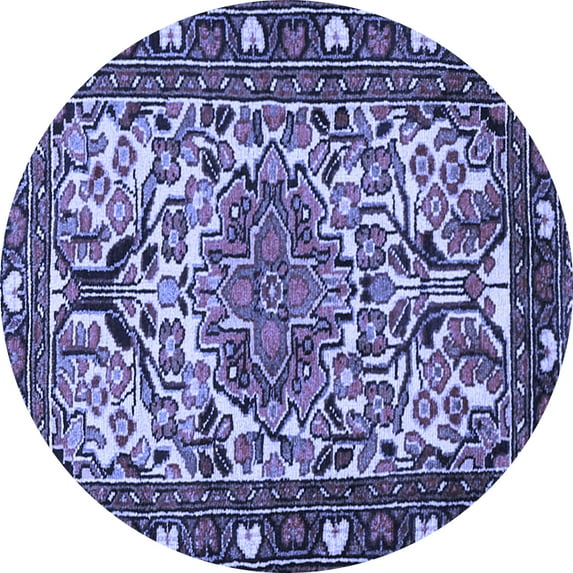 Ahgly Company Machine Washable Indoor Round Persian Blue Traditional Area Rugs, 5' Round