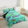 thumbnail image 3 of Feelyou Cartoon Hippo Child Queen Comforter Set, Kawaii Duck Animal Bedding Sets, Lake Plant Botanical Reversible Bedding Comforter Set, Lightweight Room Decor, 3 Pieces, 3 of 8