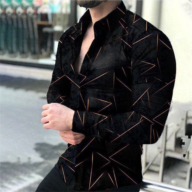 Camisas florales de anacardo para hombre, novedad de primavera de , cárdigan de solapa con estampado 3D, camisa delgada de sección delgada, camisa de manga larga para hombre con botón