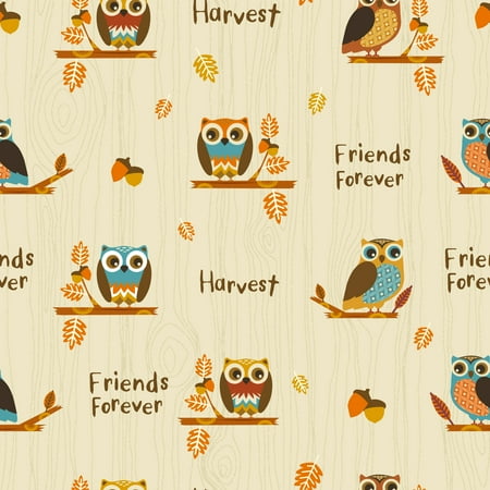 Harvest Patchwork Owls Fabric, per Yard