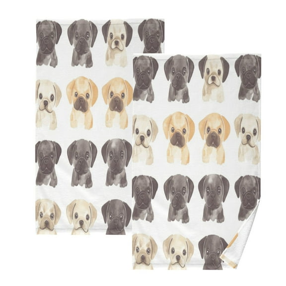 Cotton Towel Two-Piece 16x28 Inch One Sizex2 Face Towel Set Towel Set Cotton Hand Bath Towel Bathroom Beach Black and White Dog
