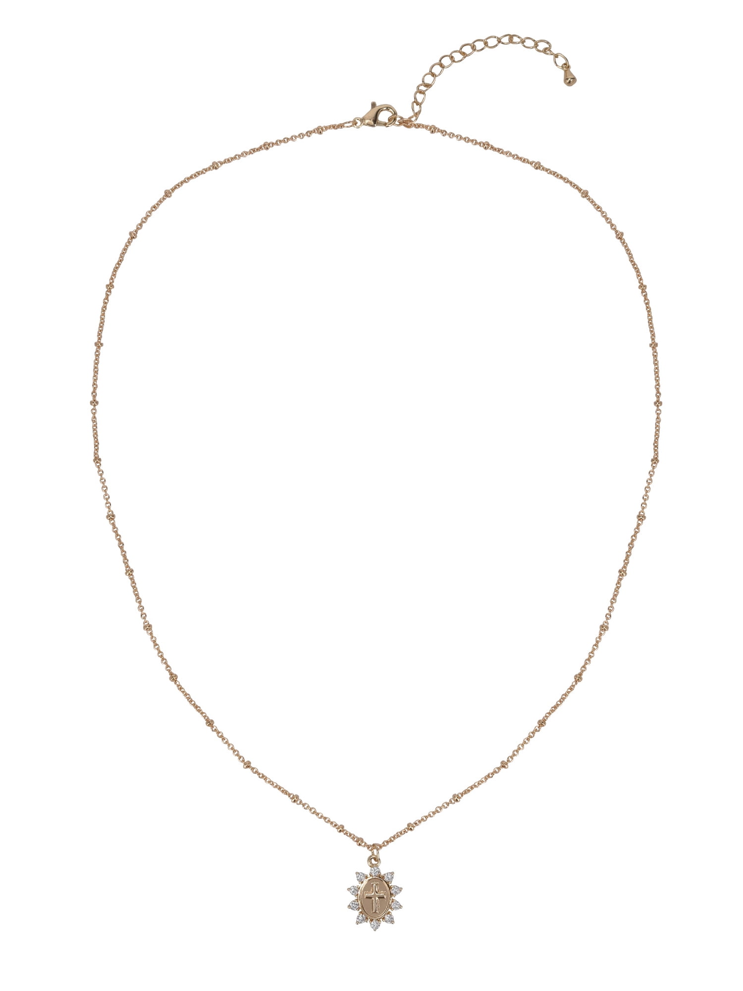 Believe by Brilliance Female 14kt Gold Flash Plated Cross with CZ Pave Pendant Necklace