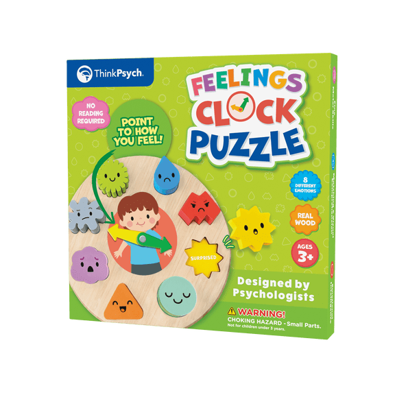 ThinkPsych Feelings Clock Puzzle – Wooden Emotion Wheel Toy for Kids Ages 3