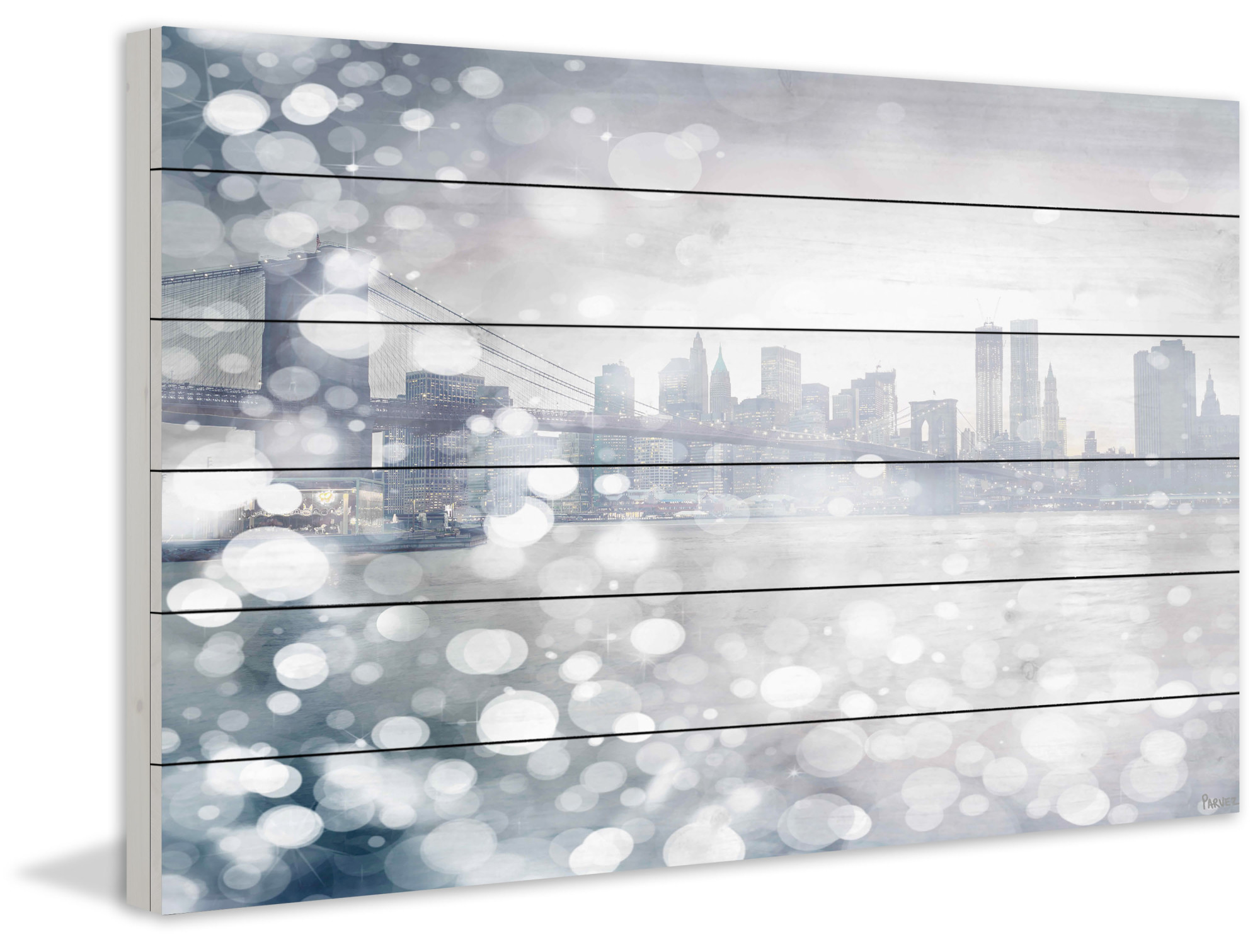 Parvez Taj Down Town Art Print on White Pine Wood