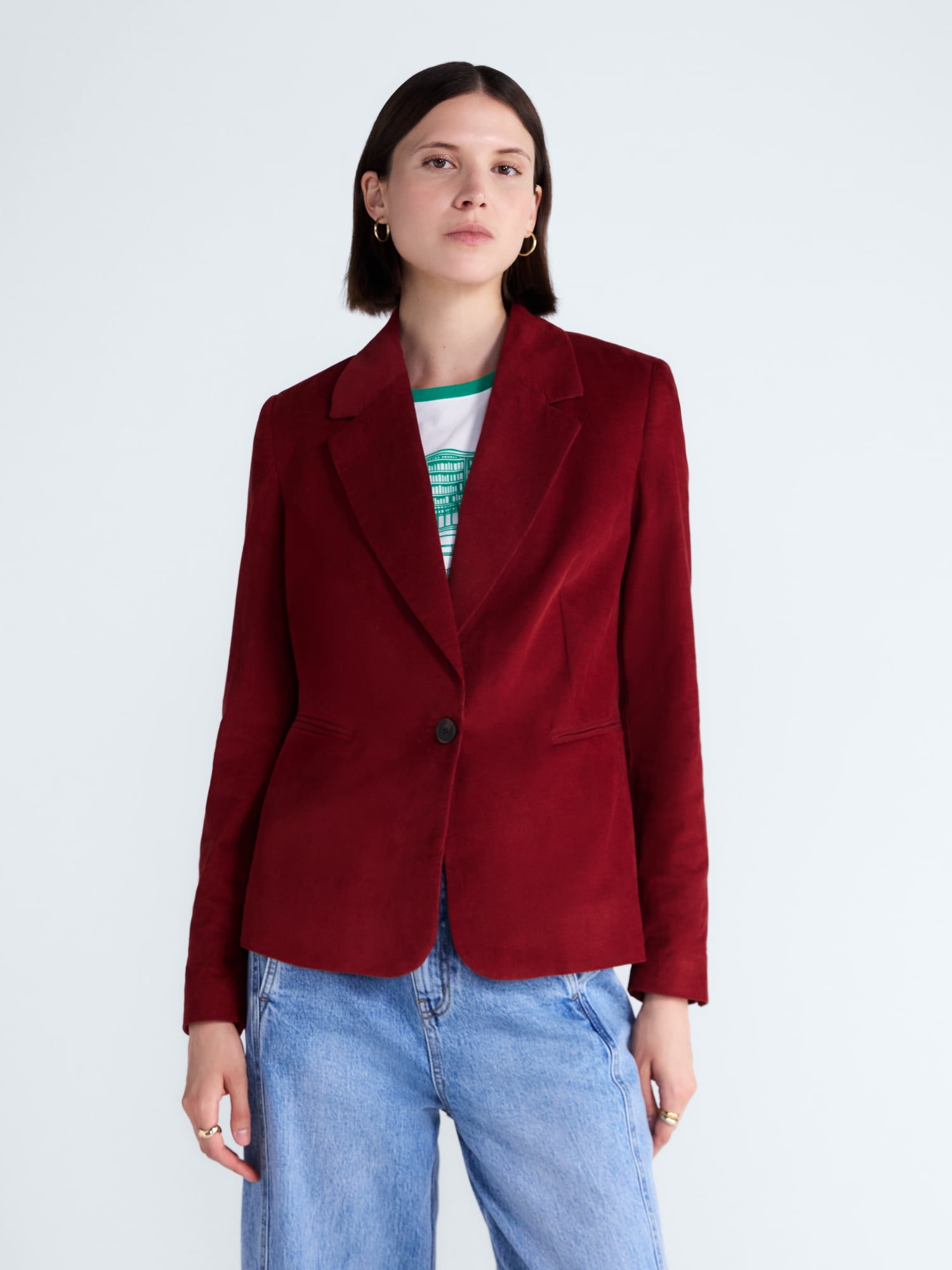 Free Assembly Women's and Women's Plus The Belmont Single Breasted Corduroy Blazer, Sizes XS-4X