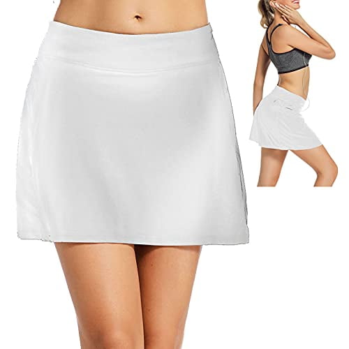 Hubunucc Women's Tennis Skirt Lightweight Active Golf Sport Skort with Shorts  Pockets Running Workout Athletic Skirts,178,White,S - Walmart.com