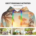 thumbnail image 4 of Wukai Tropical Sunset Beach Scene Print Womens Hoodies Fleece Sweatshirts Long Sleeve Sweaters Pullover Fall Outfits Winter Clothes-Small, 4 of 7