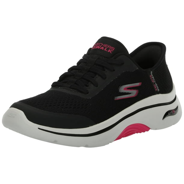 Zapatilla Skechers Go Walk Arch Fit 2.0 Valencia para mujer, color negro y rosa