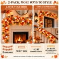 thumbnail image 4 of Skimsklo 2-Pack 5.5Ft Artificial Fall Maple Leaf Garland Set with White Pumpkins Berries and Separate LED String Lights Unassembled Thanksgiving Decor, 4 of 11