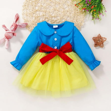

XMMSWDLA Toddler Girl Clothes Baby Girls Long Sleeve Doll Collar Dress Gauze Princess Dress Deals Clearance