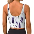 thumbnail image 4 of Picia Lavender Flowers Sports Bra for Women,Padded Strappy Sports Bras Medium Support Yoga Bra with Removable Cups,Running Yoga Bra-Medium, 4 of 9