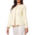 thumbnail image 4 of BLAZER ELEGANTE INSPIRADOR PARA MUJERES, SIN COLLAR, CON BOTONES, MANGAS LARGAS, CHAQUETA PEPLUM M BEIGE, 4 of 6