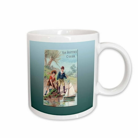 

3dRose Van Houtens Cocoa Little Boys with a Toy Sailboat Ceramic Mug 11-ounce