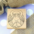 thumbnail image 1 of Cow Praying Art Rubber Stamp, Laser Engraved Craft Stamp on Wood Mounted Block, Size 1-3/4” x 1-3/4”, Made in USA, 1 of 7