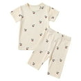 thumbnail image 1 of PEASKJP Girls Short Set Tie Knot Shoulder Sleeveless Ruffle Tops and Shorts 2PC Clothing Set,F 73, 1 of 5