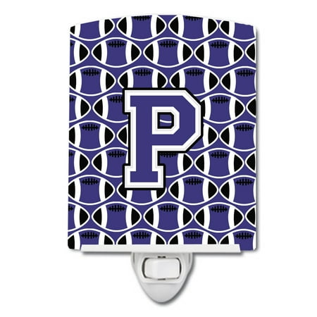 

Caroline s Treasures CJ1068-PCNL Letter P Football Purple and White Ceramic Night Light 6x4x3 multicolor