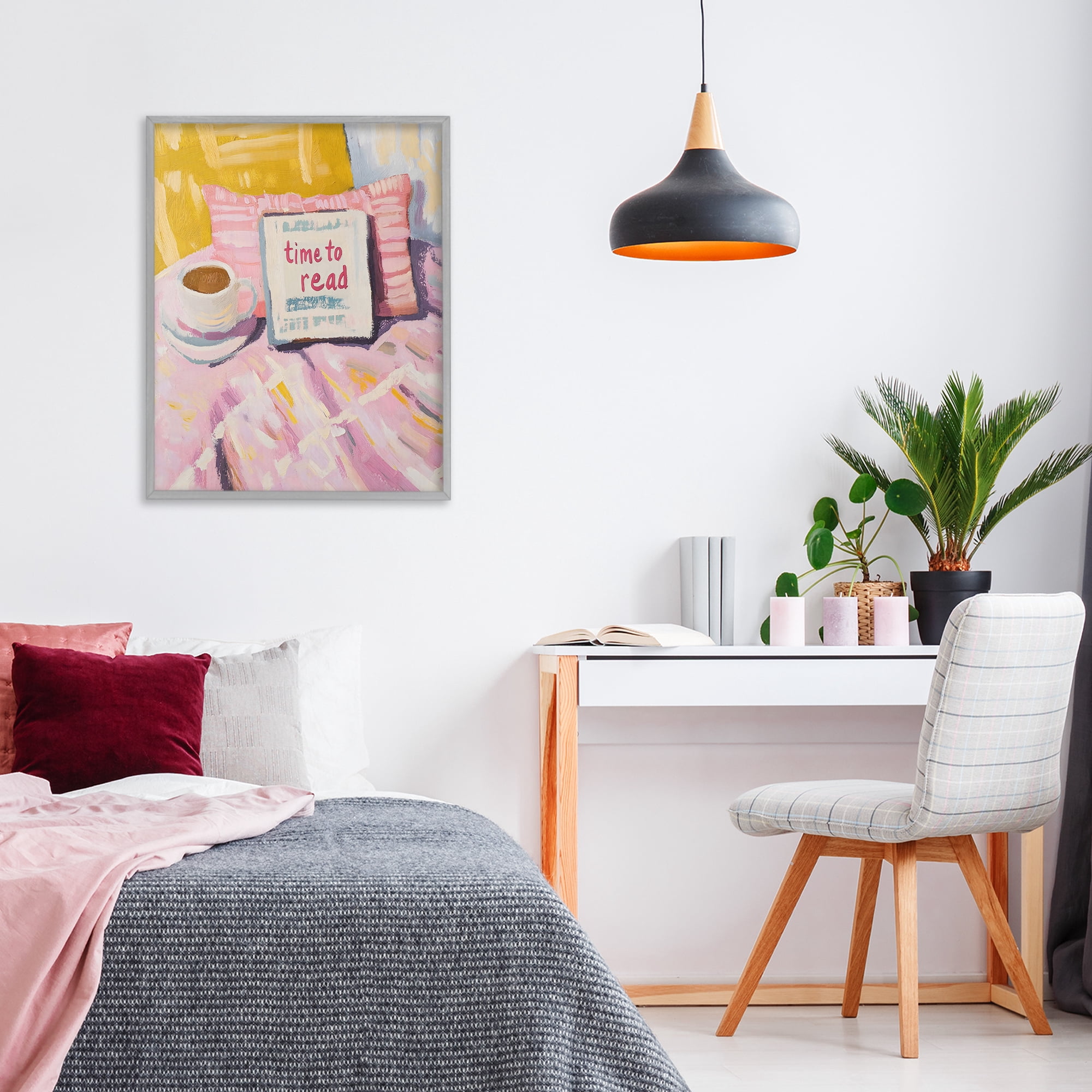 Stupell Industries Time To Read in Morning Gray Framed Giclee Art, design by The Prints Vibe