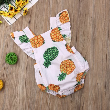 

Baby Girls Pineapple Romper Toddler Girl Ruffles Sleeveless Bodysuits Jumpsuit Outfit Clothes