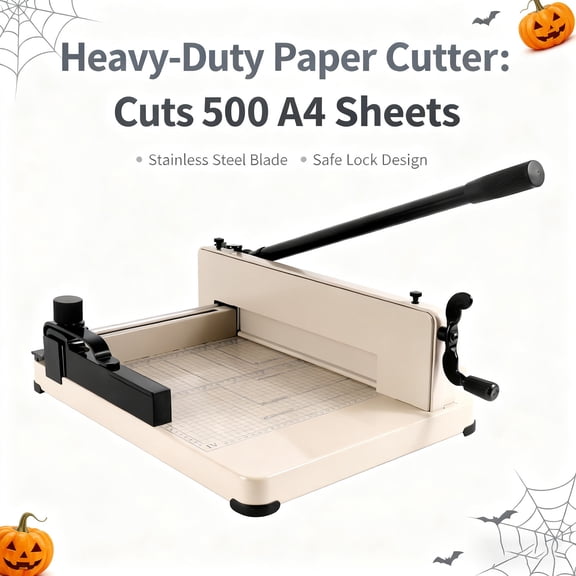 Heavy Duty 12" Guillotine Paper Cutter, Guillotine Paper Cutter for A4 Paper Stack Paper Trimmer, 500 Sheet Capacity, Solid Steel Construction,for Office, Industrial Use & High-volume Trimming