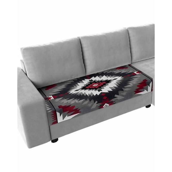 Boho Red Grey Couch Cushion Covers Stretch, Washable Sofa Seat Covers Individual Seat Cushion Sofa Slipcovers Geometric Southwestern Retro Ethnic Couch Cover Furniture Protector M-1PCS