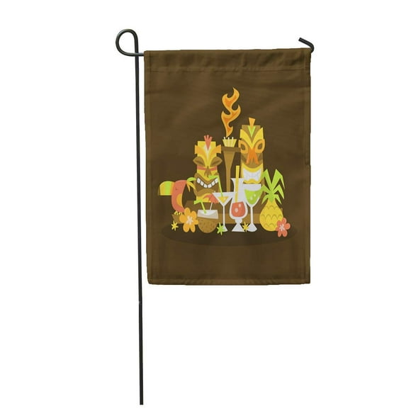 NUDECOR Cocktail of Luau Tiki Party Centerpiece Hawaiian Torch Pineapple Bird Cartoon Flower Garden Flag Decorative Flag House Banner 28x40 inch