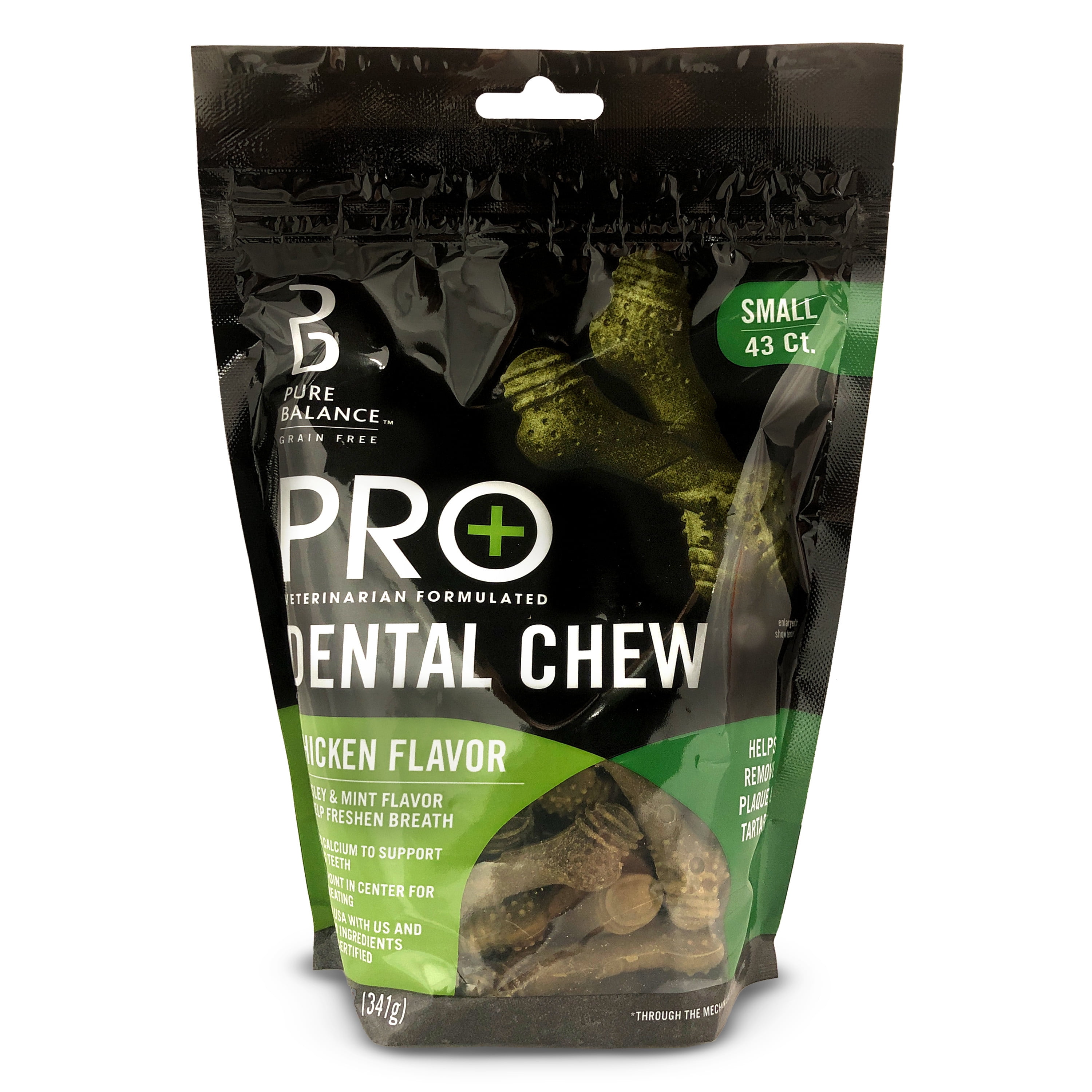 Pure Balance Pro+ Chicken Flavor Small Dental Chew Treats for Dogs, 43