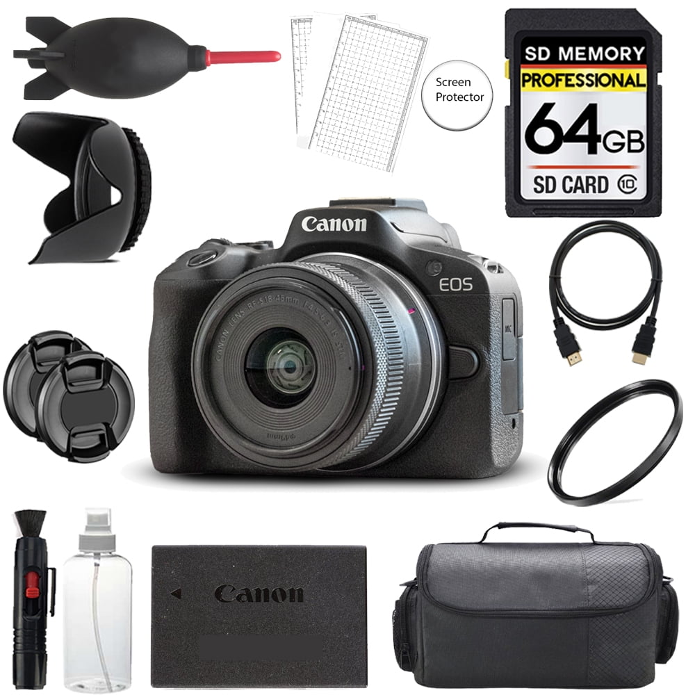 Canon EOS R50 Mirrorless Camera Bundle with 18-45mm Zoom Lens
