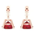 thumbnail image 4 of Rose Solid Solid Gold Drop Stud Everyday Dainty Earrings - 1.5 Ct Brilliant Round Cut Dangle Ruby 14K, Everyday Dainty Earrings Lever Back, 4 of 7