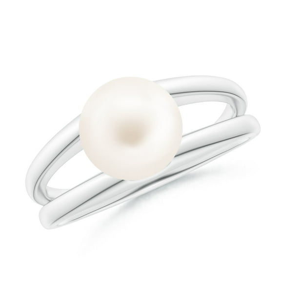 ANGARA Solitaire Freshwater Cultured Pearl Split Shank Ring in 14K White Gold for Women | June Birthstone, Birthday, Anniversary, Jewelry Gift for Women | Pearl Ring