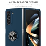 for Samsung Galaxy Z Fold 5 Case, Phone Case Samsung Z Fold 5 5G, Slim Kickstand with 360 Rotating Ring Holder Shockproof Protetive Girls Women PC Cover for Galaxy Z Fold 5 2023, Darkblue