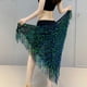 thumbnail image 4 of Faldas envolventes con pañuelo para la cadera para danza del vientre para mujer, falda versátil con borlas de lentejuelas para bailarina Verde y azul, 4 of 9