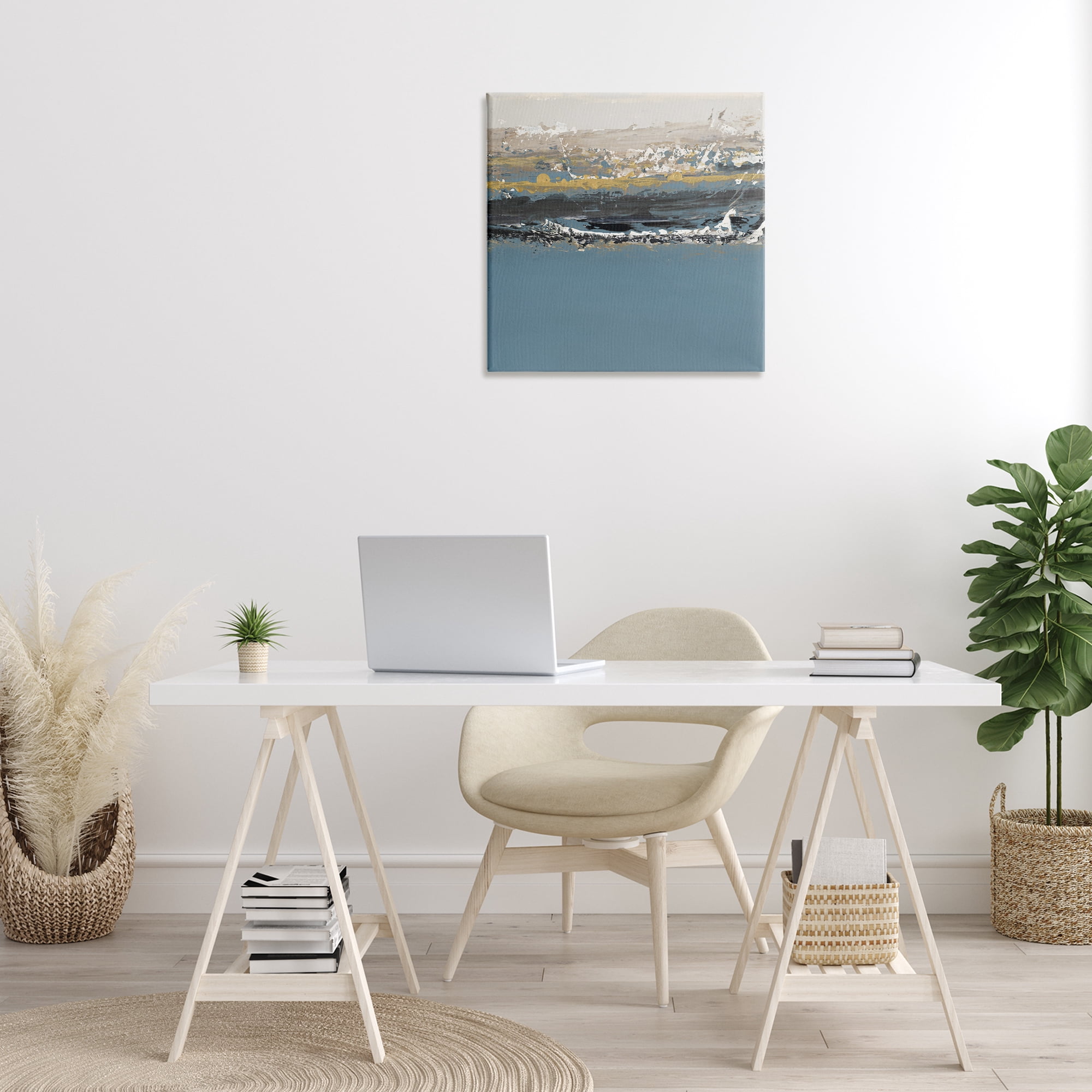 Stupell Industries Paint Streaked Abstraction Abstract Painting Gallery Wrapped Canvas Art Print Wall Art, 24 x 24