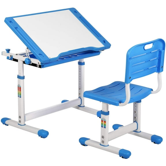 FDW Kids Adjustable Desk with Storage Drawers, Blue