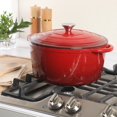 thumbnail image 6 of Gibson Home 7 Qt Enameled Cast Iron Dutch Oven Pot with Lid – Round, Oven Safe to 500°F, Ideal for Bread Baking & Stews - Gradient Red, 6 of 14