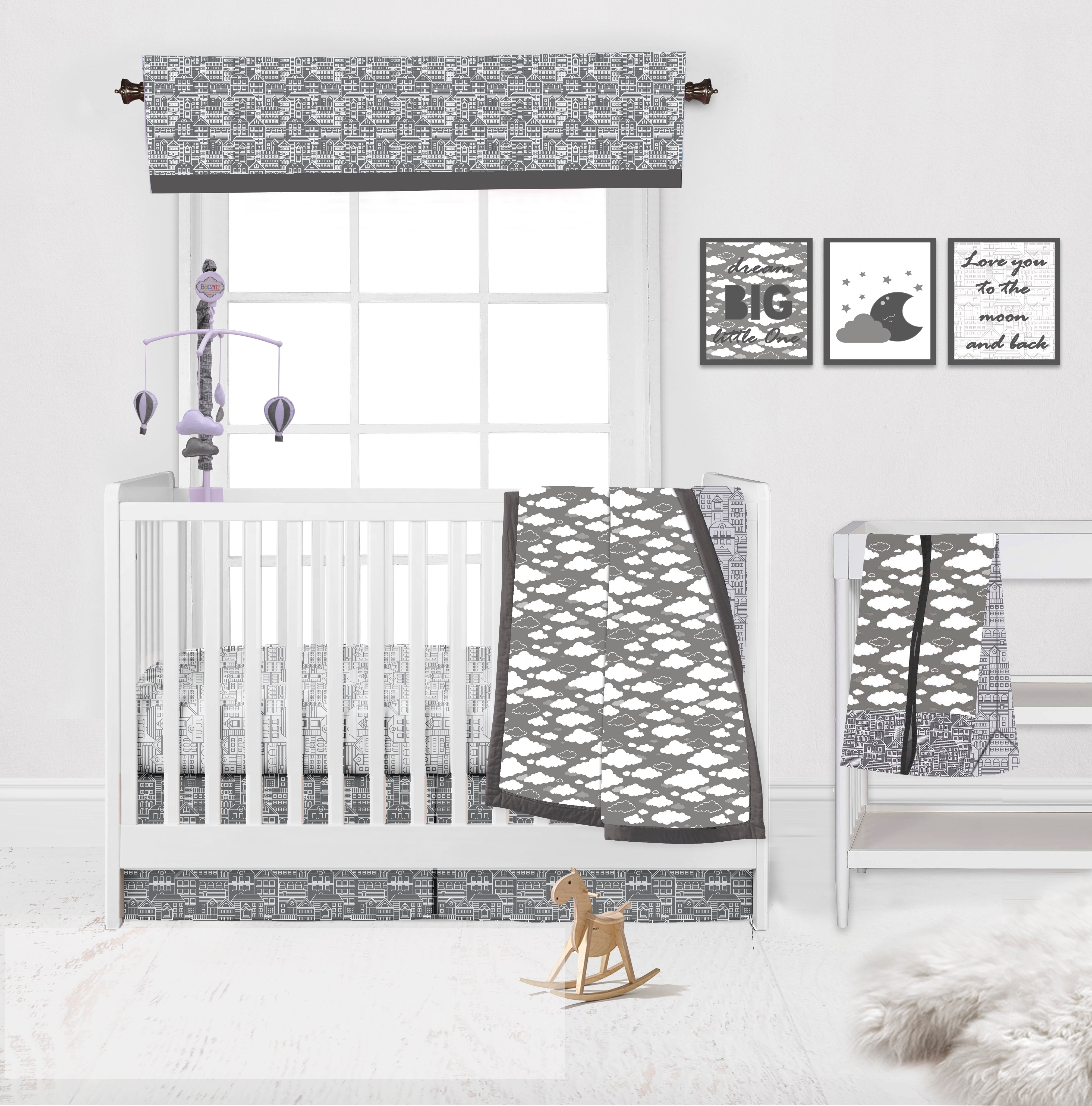 Bacati - Clouds in the City White/Grey Musical Mobile