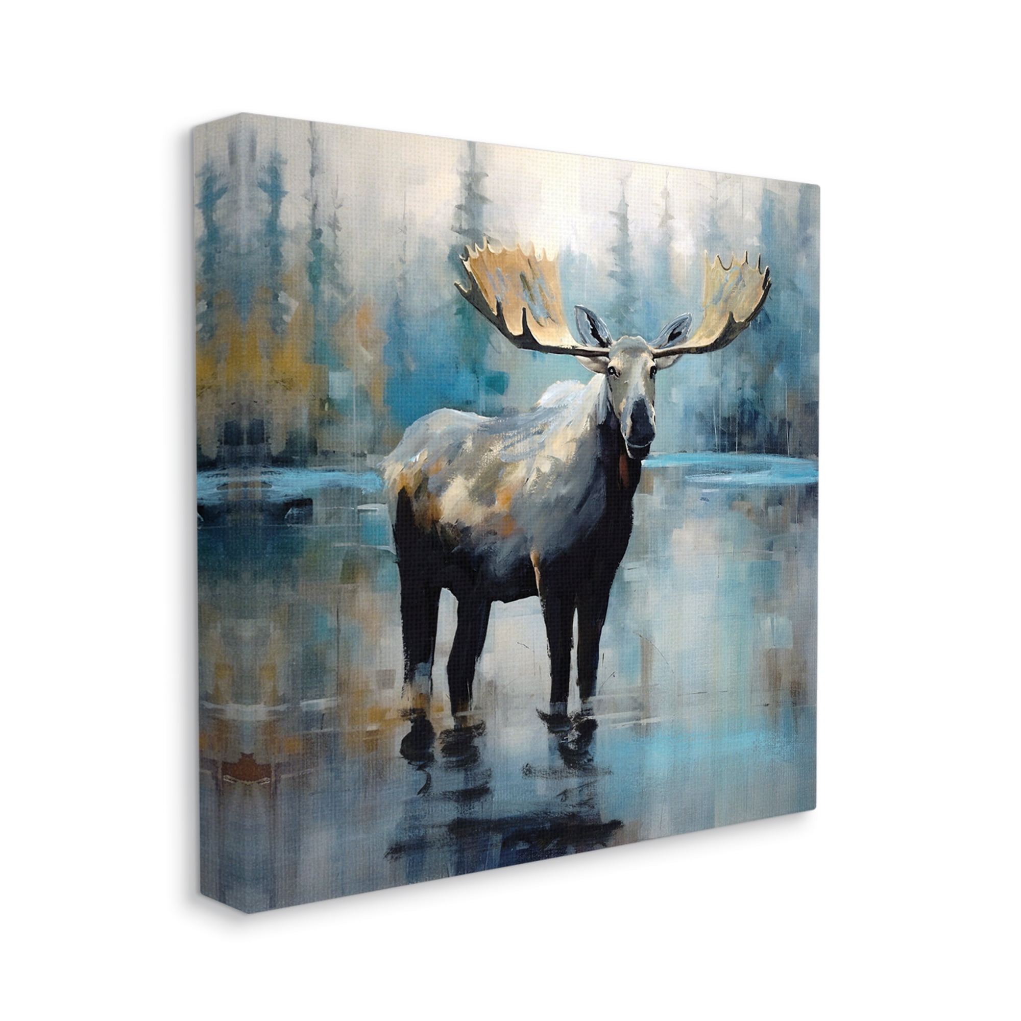 Stupell Industries Abstract Moose Painting Animals & Insects Painting Gallery Wrapped Canvas Art Print Wall Art, 30 x 30