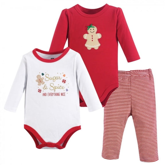 Hudson Baby Infant Girl Cotton Bodysuit and Pant Set, Sugar Spice, 0-3 Months