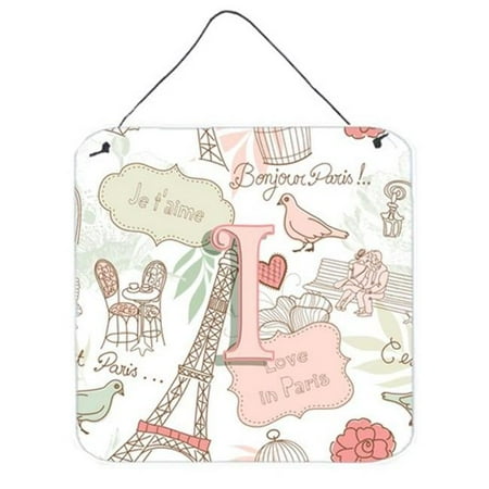 Monogram Letter Love in Paris Pink Wall or Door Hanging Prints