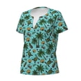 thumbnail image 3 of Wukai Pineapple Sea Turtle Casual V-Neck Graphic Tees for Women: Lightweight and Breathable Summer Tops with Stylish Design-Medium, 3 of 8