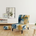 thumbnail image 2 of Designart "Fusion of Blue and Gold V" Blue Fractals Upholstered Accent Chair - Modern Arm Chair For Living Room, 2 of 5