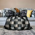 thumbnail image 2 of Autua Pumpkin Checkered Bow Gothic Art Warm Lightweight Blanket Soft Fleece Blankets Throw Blanket for Living Rooms Sofa Decor Cow Gifts All Seasons 60x80in, 2 of 6