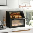 thumbnail image 5 of Bread Box for Kitchen Countertop Bin Double Layer Bread Box Storage Container Extra Large Capacity with Diamond Pattern Windows (Black, Extra Large), 5 of 14