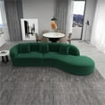 thumbnail image 3 of Galler Japandi Style Luxury Modern Velvet Curvy Couch in Green, 3 of 7
