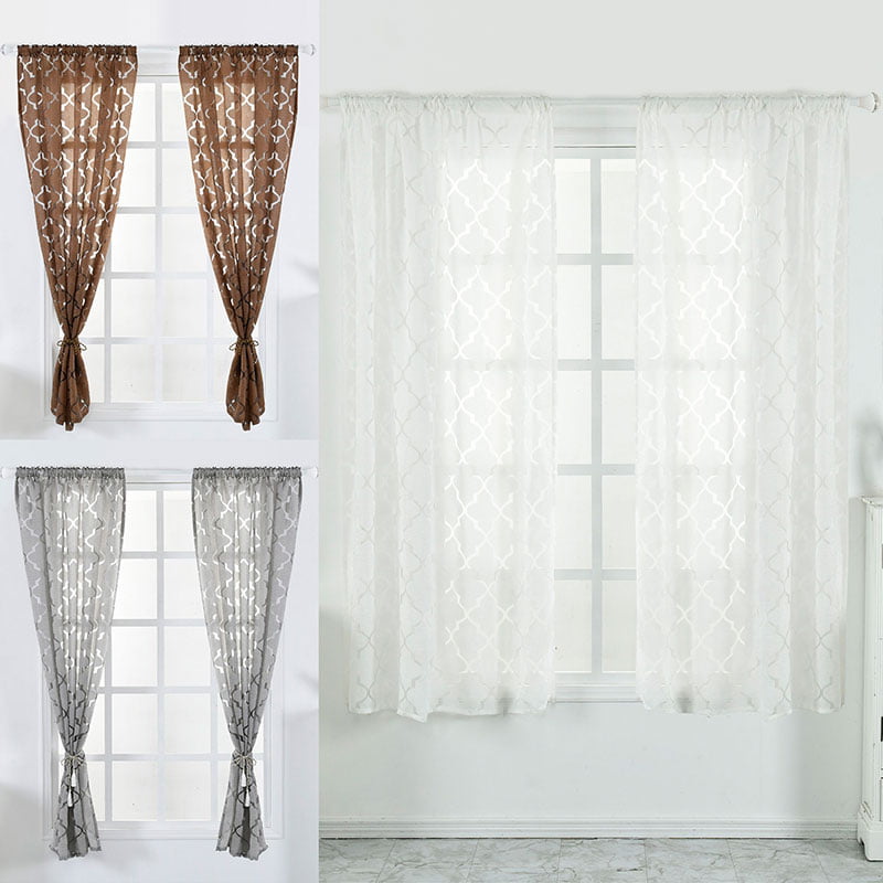 Details about   Sheer Voile Window Floral Flower Sheer Curtain Panel Door Window Balcony Tulle 