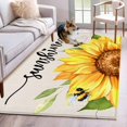 thumbnail image 3 of Rectangle Area Rug 4x6ft,Sunflower Bee Leaves on Linen Washable Carpet Non-Slip Runner Accent Rugs Indoor Floor Mat for Bedroom Living Room Decor,Summer Sunshine Quote, 3 of 9
