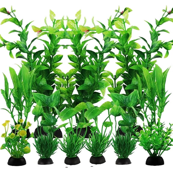 Fish Tank Accessories Green Plants, 11pcs Green Fish Tank Decorations, Aquarium Decor Plastic Plants