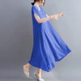 thumbnail image 7 of Hvot&aat Women's Summer V Neck Midi Dress Loose Fit Faux Silk Solid color Dress Casual Flowy Swing Sundress, 7 of 7