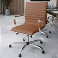 thumbnail image 3 of LeisureMod Harris Modern Adjustable Swivel Leather Task Office Chair with Tilt and Ergonomic Design, Light Brown, 3 of 10