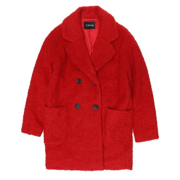 YSYM Coats, Women's Casual Lapel Double Breasted Mid Long Trench Pea Coats(Large)